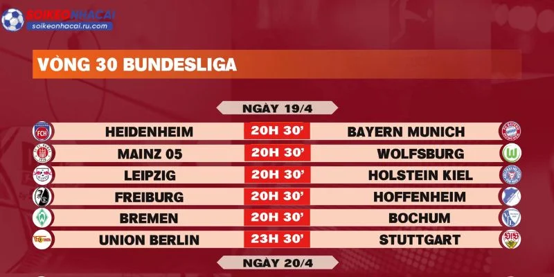 Lịch thi đấu Bundesliga tháng 4 hứa hẹn nhiều kịch tính.